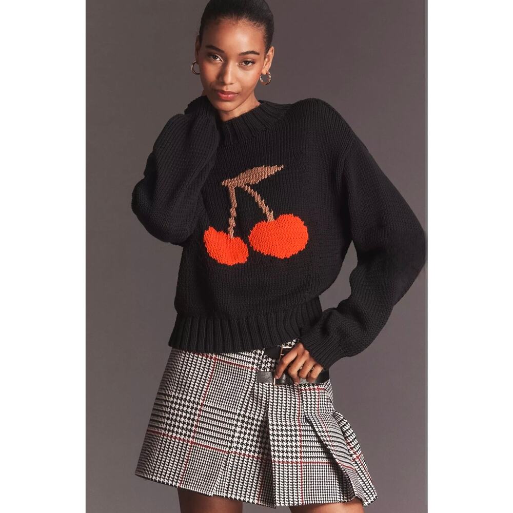 Nwt Anthropologie Maeve The Pippa Icon Cherry Sweater. Size M. Ret $118